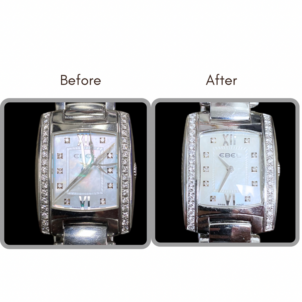 BEFORE AND AFTER - Crystal Replacement, Battery Service and Cleaning for Ebel Brasilia (00A2260B)