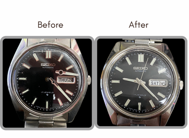 BEFORE AND AFTER - Overhaul, Marker/Hand Repair ,Crystal Polish, Band Repair and Ultrasonic Cleaning for Seiko 6309 8020 (80925E4C)