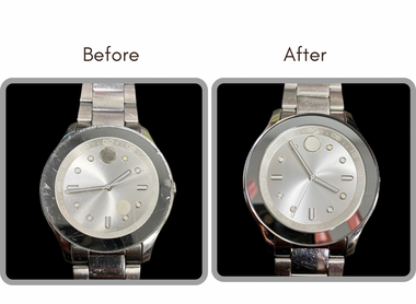 BEFORE AND AFTER - Crystal,Marker/Hand Repair,Battery Replacement,H2O Test for Movado A76176