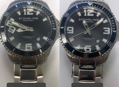 BEFORE AND AFTER MARKER/HAND REPAIR FOR Stuhrling Watch