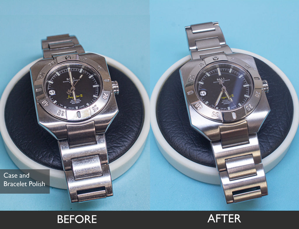 BEFORE AND AFTER CASE AND BRACELET POLISHING FOR BALL WATCH INSPECTOR 06-08-2021