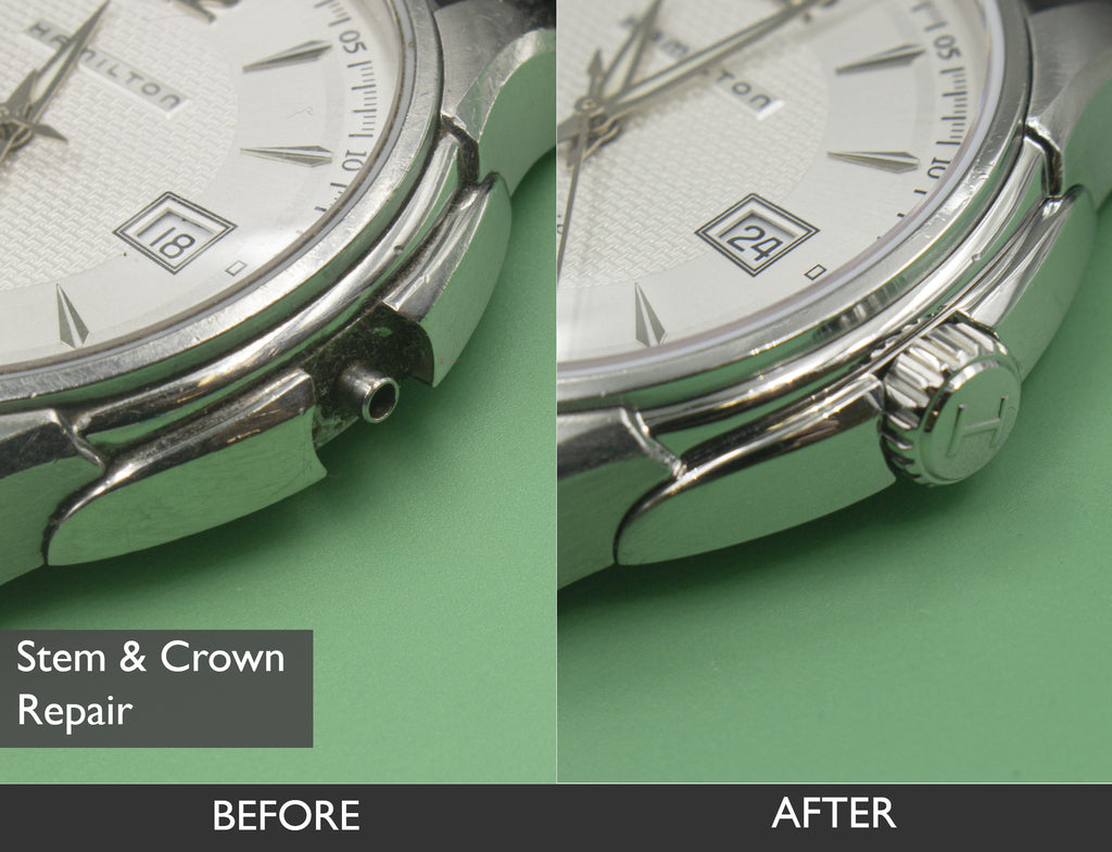 BEFORE AND AFTER STEM AND CROWN REPLACEMENT FOR Hamilton Jazzmaster Viewmatic WATCH 08-24-2021