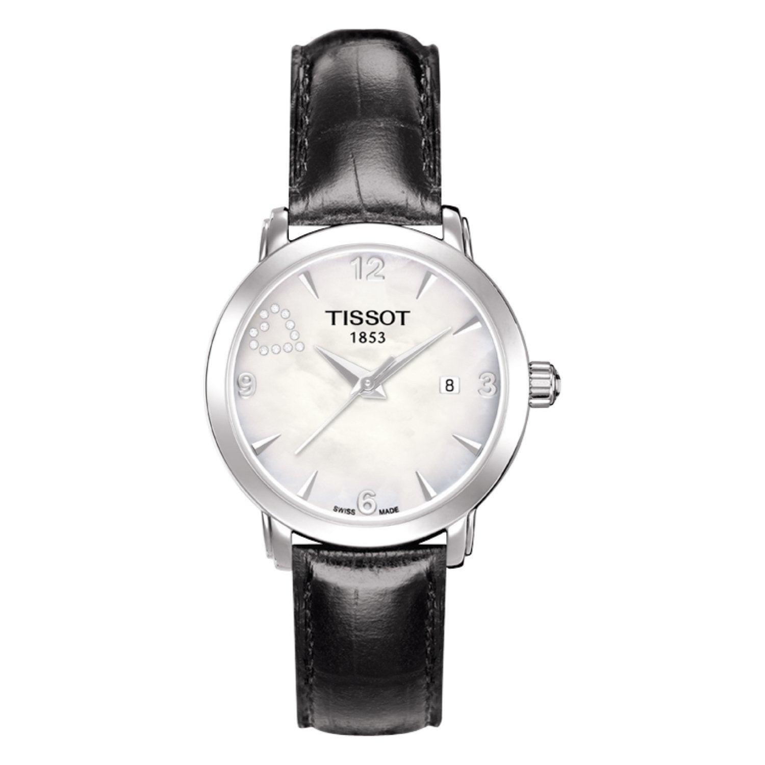 Tissot 13mm Every Time Black leather strap with deployant buckle image