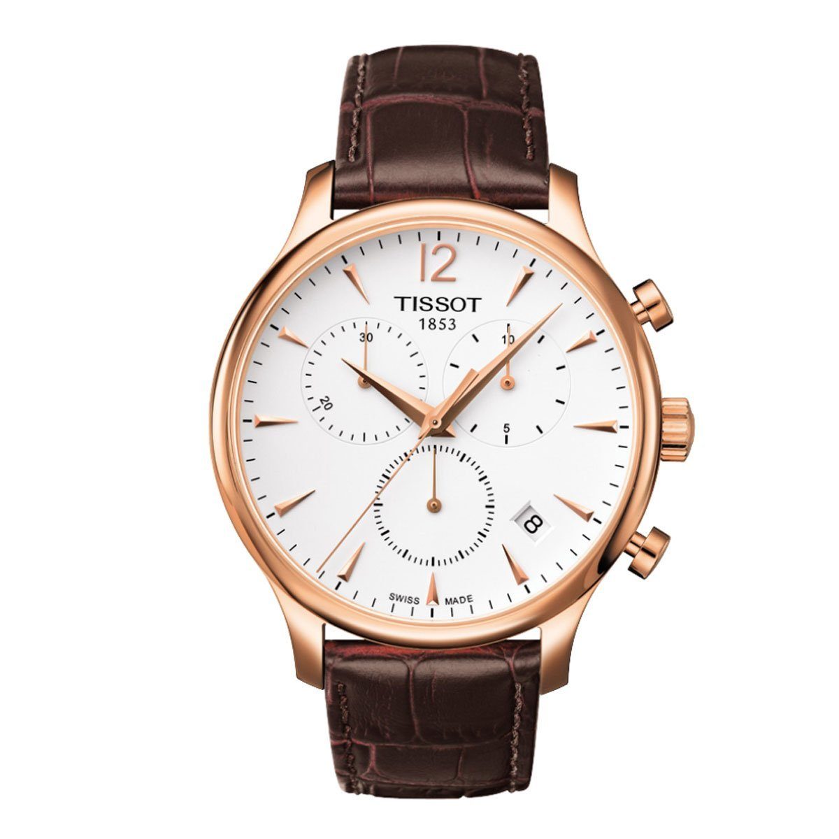 TISSOT TRADITION CHRONOGRAPH BROWN 20MM LEATHER BAND image