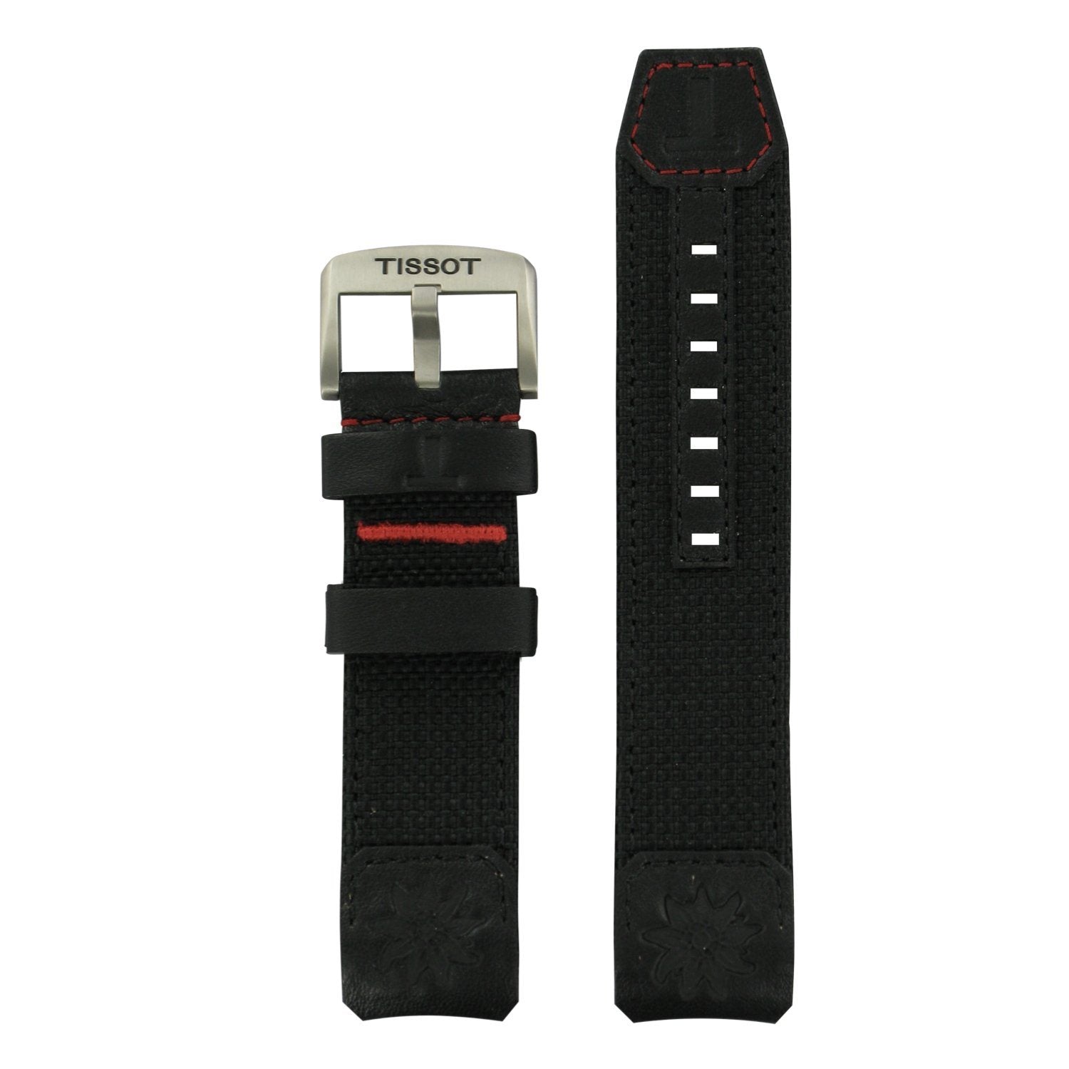 Genuine Tissot 22mm T-Touch Solar Black Textile Over Leather Strap by Tissot