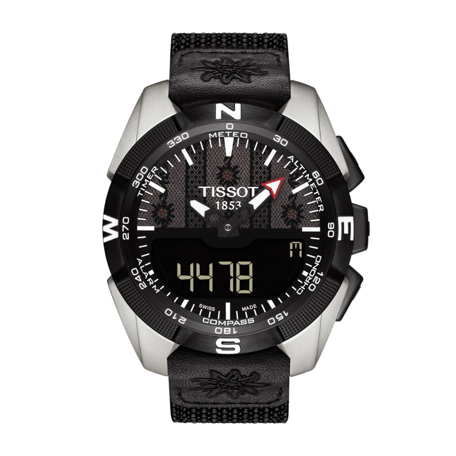 Tissot 22mm T-Touch Solar Black Textile Over Leather Strap image
