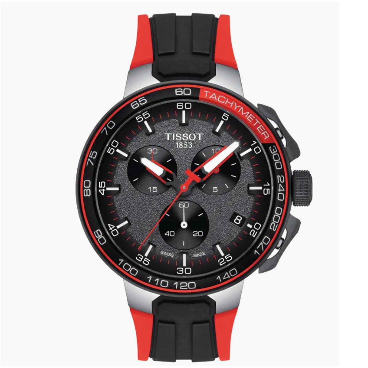 TISSOT T-RACE CYCLING BLACK/RED SILICONE WATCH STRAP image