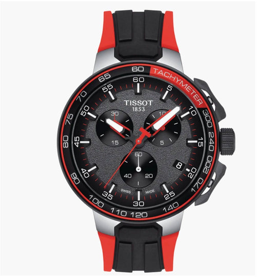 TISSOT T-RACE CYCLING BLACK/RED SILICONE WATCH STRAP