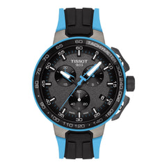Tissot Strap 22mm T-Race Cycling Black & Blue Silicone Rubber Strap image