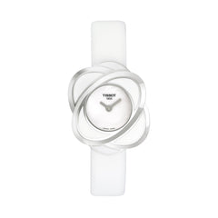 Tissot S12mm Flower Power White Textile Over Leather Strap without Buckle image