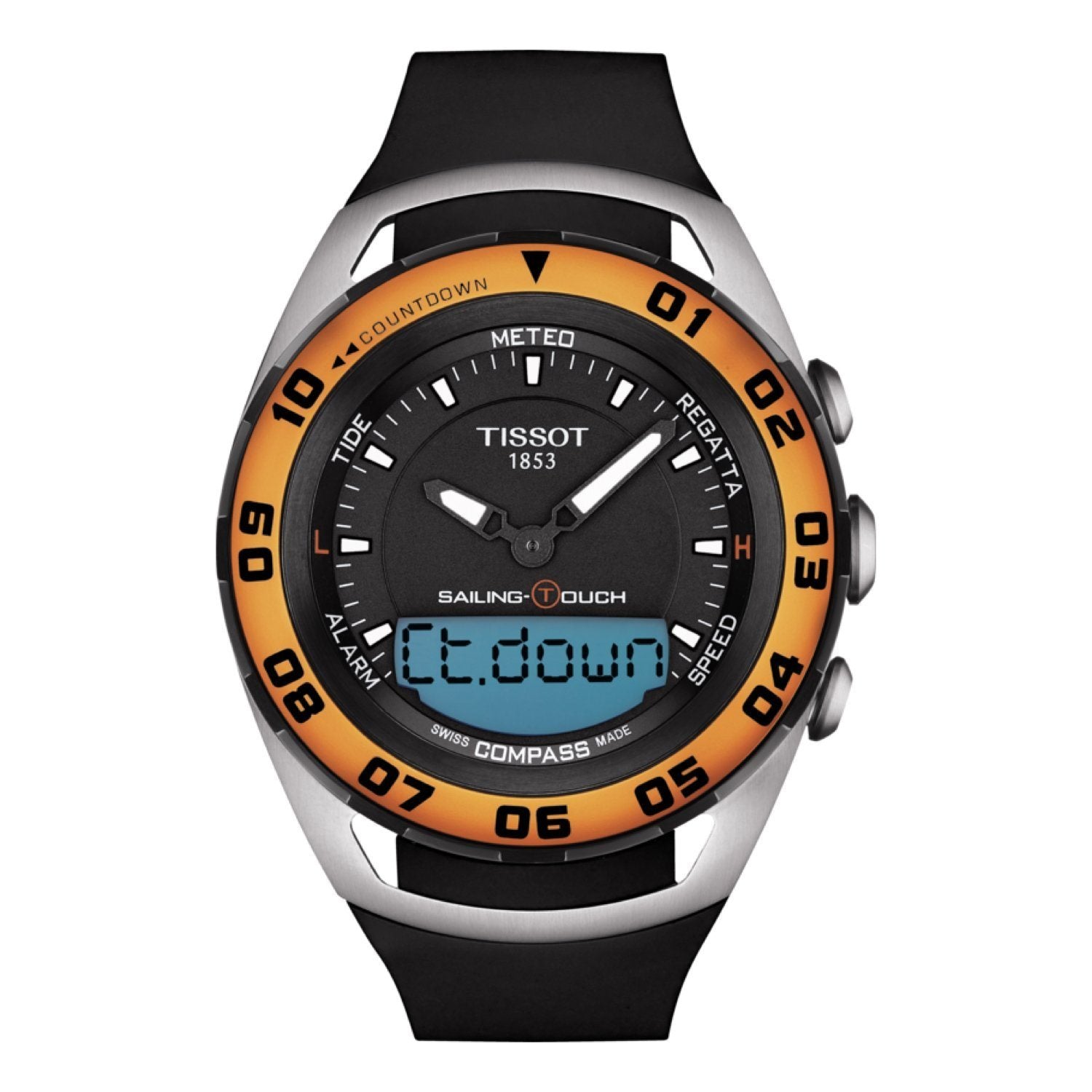 Tissot 30mm Sailing Touch Black Silicone Rubber Strap without Buckle image